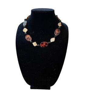 Donna Dressler Sterling Silver Mother of Pearl and Gemstone Artisan Necklace